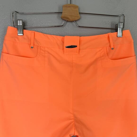 Jamie Sadock Women's Size 8 Passion Orange Golf Knee Shorts Zip Pockets Bermuda - Picture 7 of 12
